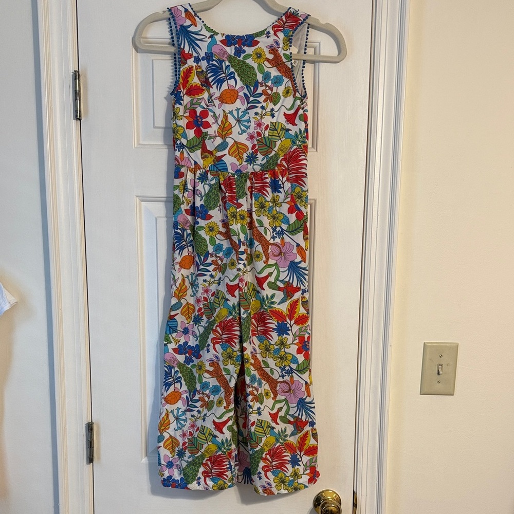 Boden Colorful romper with blue Trim girls 8-9
